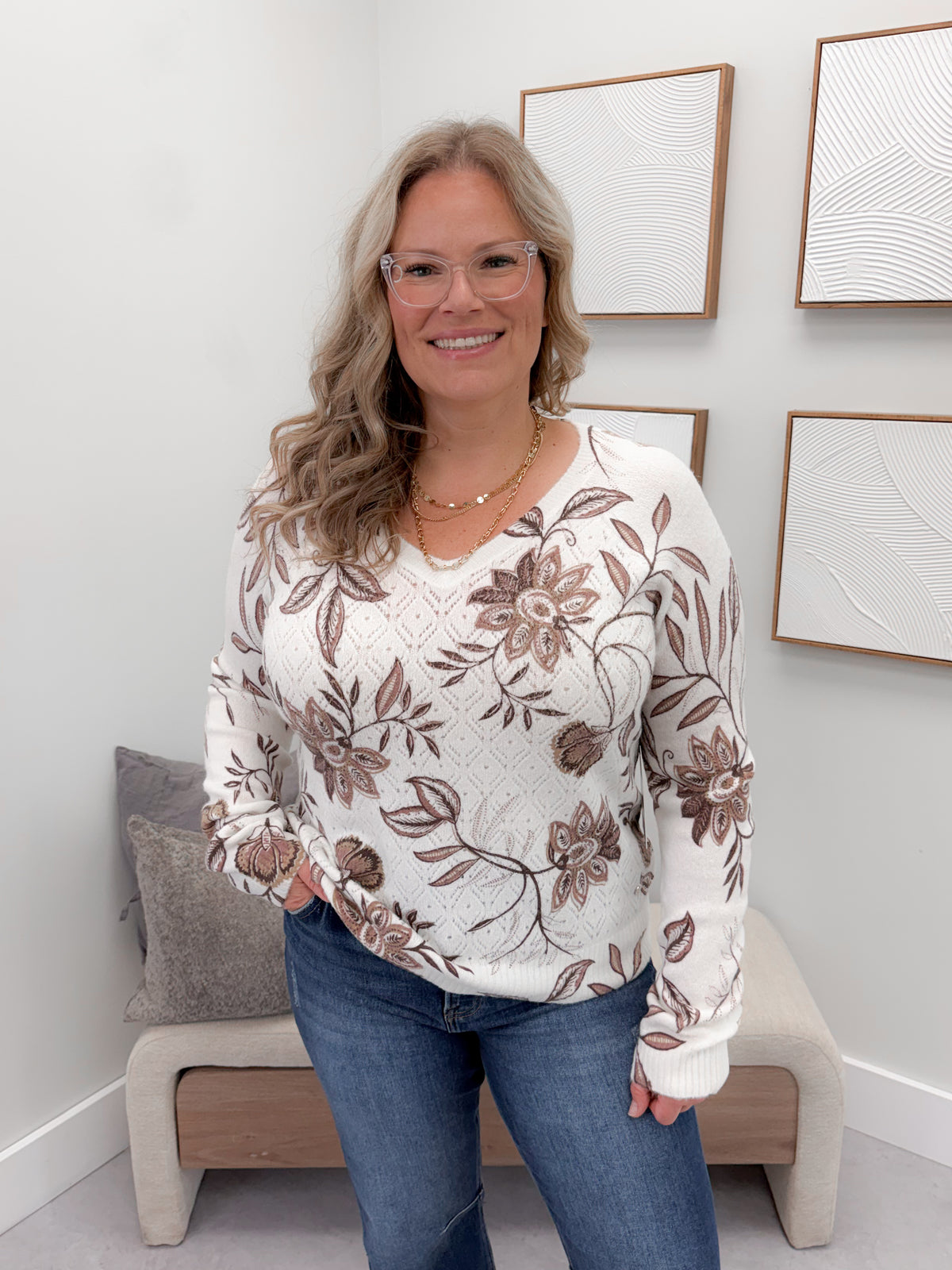 Collyn Sweater in Floral Mocha