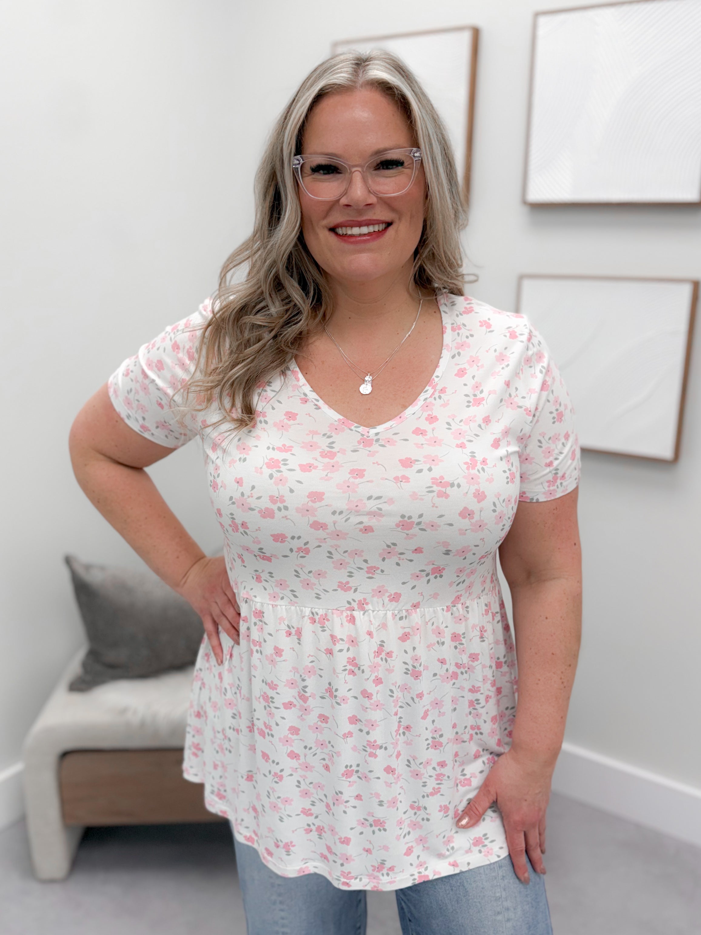 Greta Top in Pink Floral