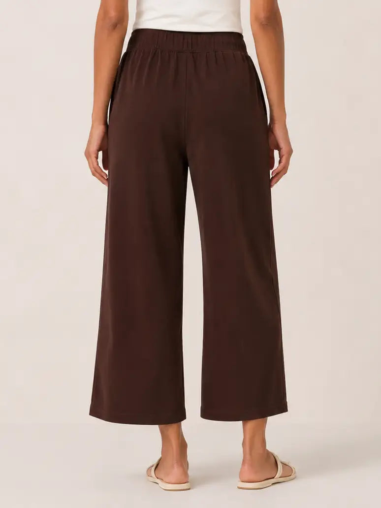 Weekend Ease Wide Leg Crop Pant in Brown
