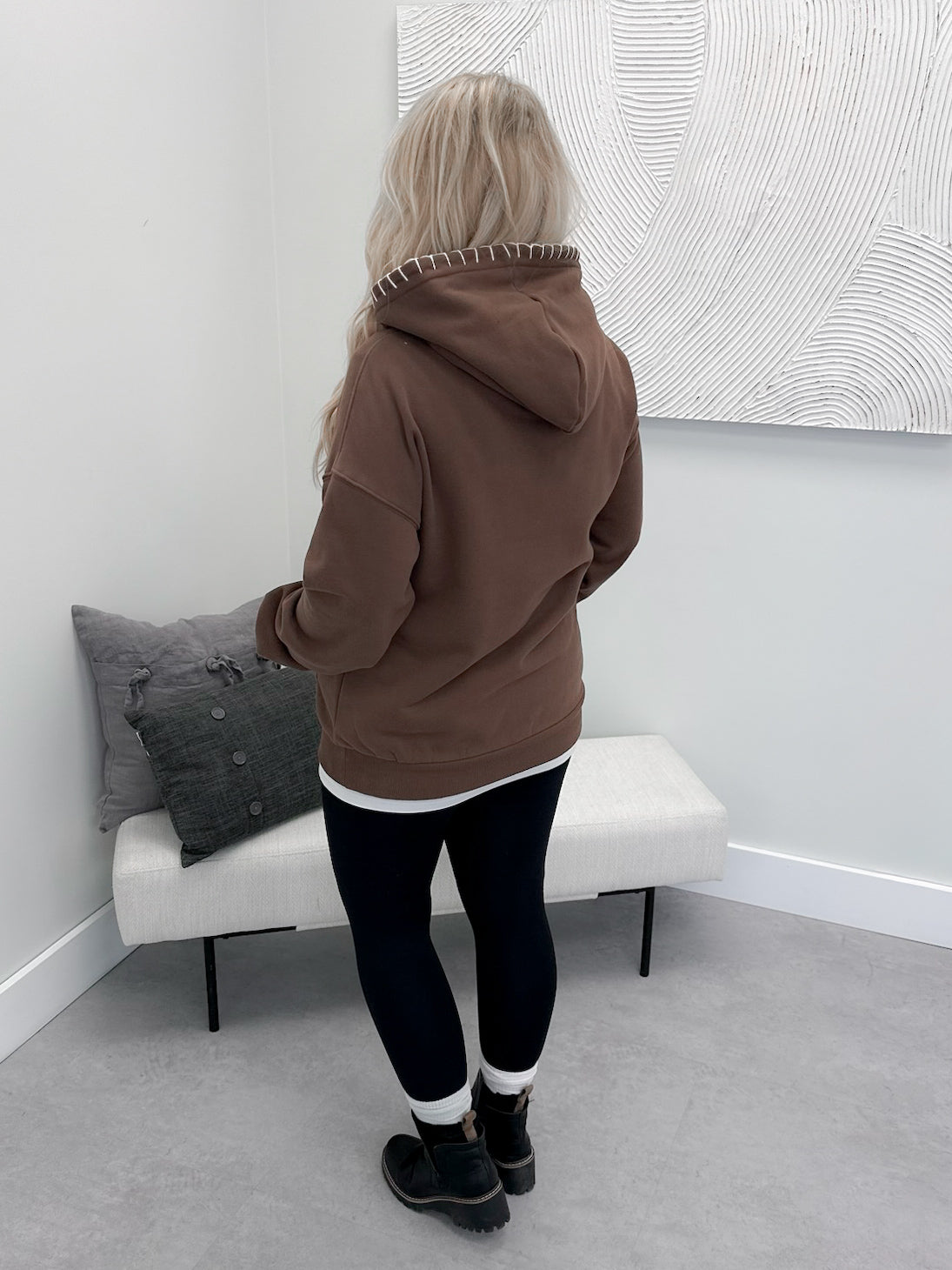 Comfort Zone Hoodie in Sweetly Stitched Coffee by Ampersand Avenue