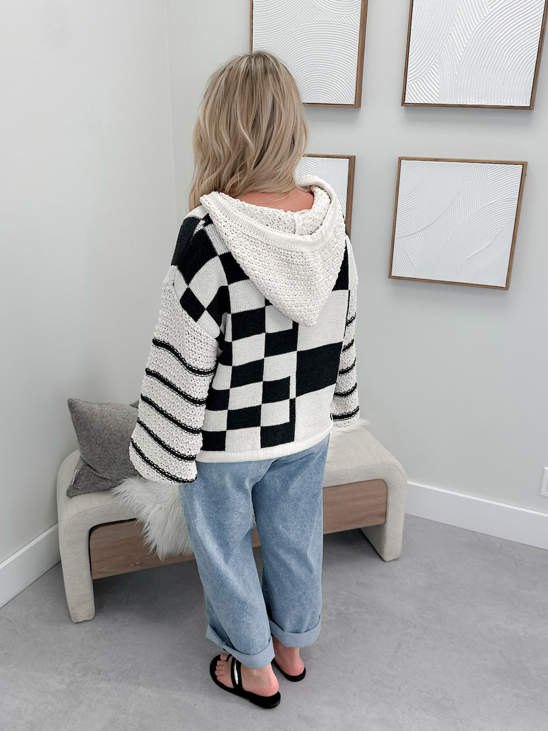 Astra Sweater in Ivory/Black Checks