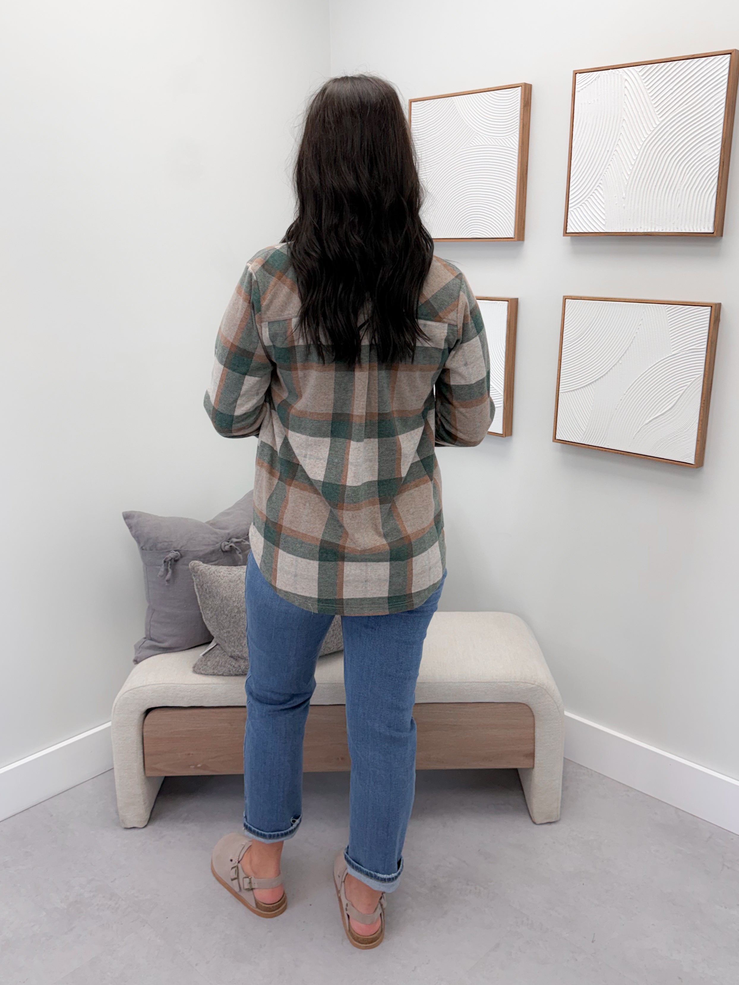 Briar Shacket in Emerald Plaid