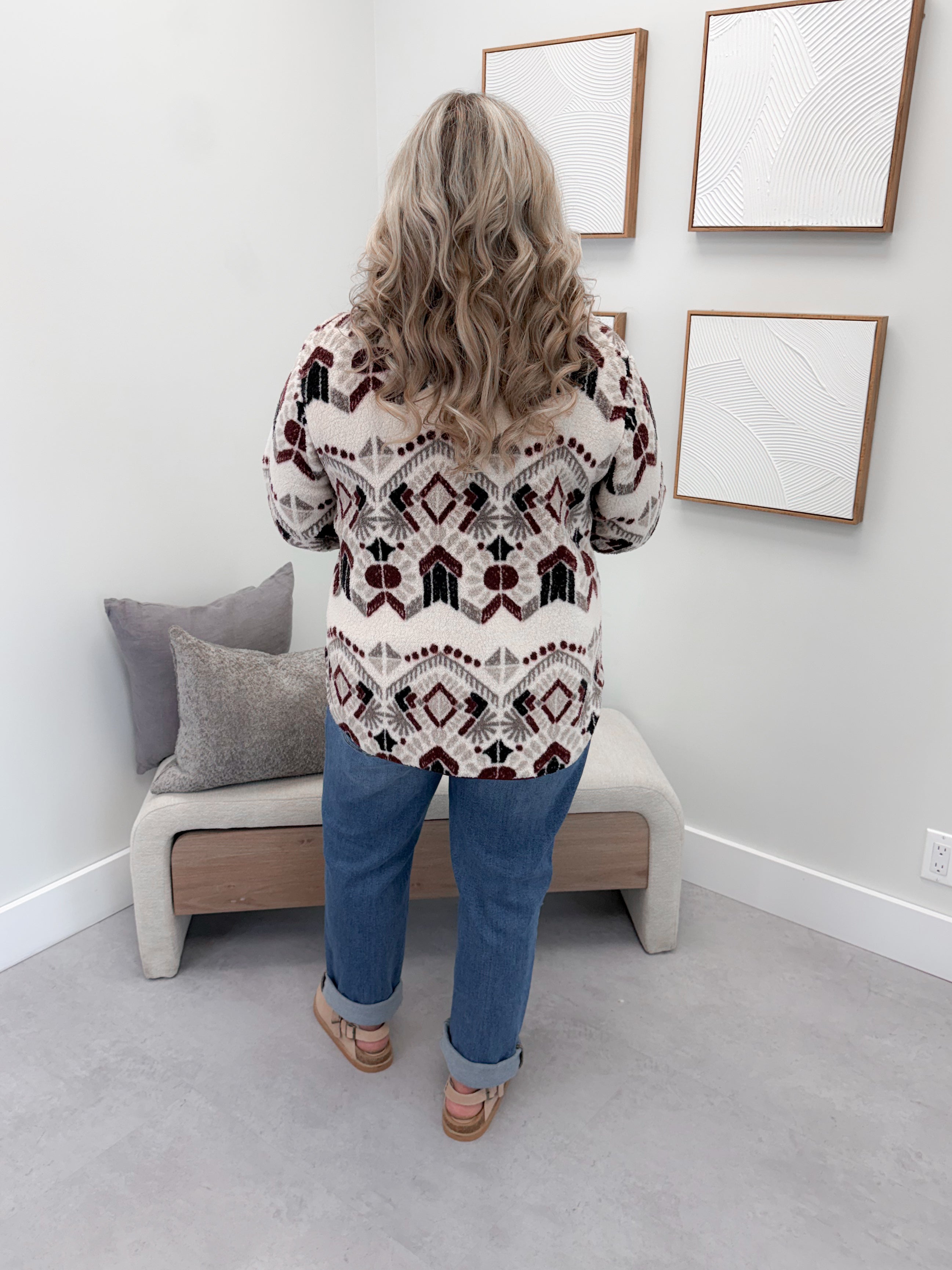 Folklore Jacket in Patterned Wine