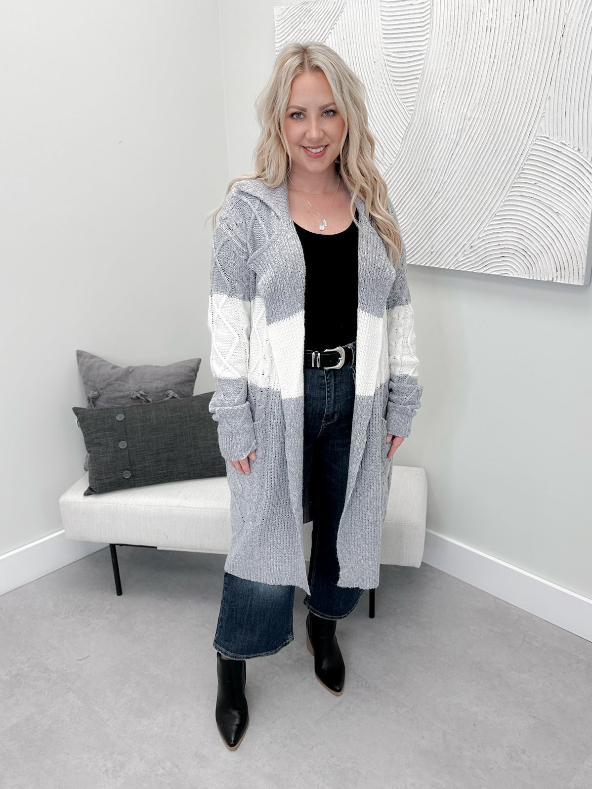 Elaine Cardigan in Glacier Grey