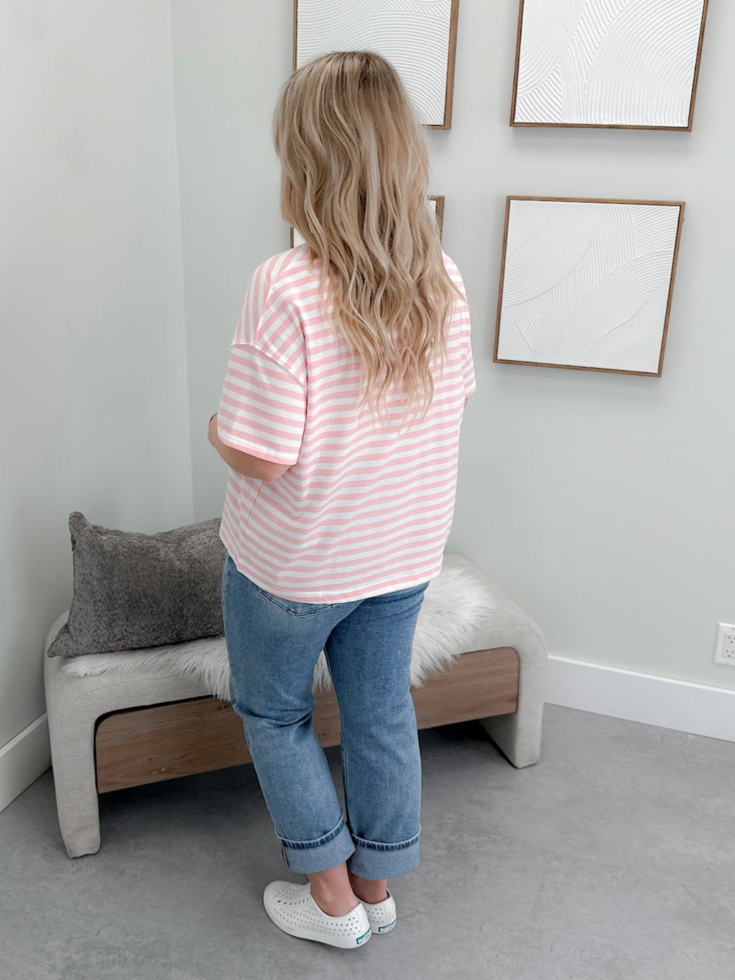 Trust Tee in Pink Stripe