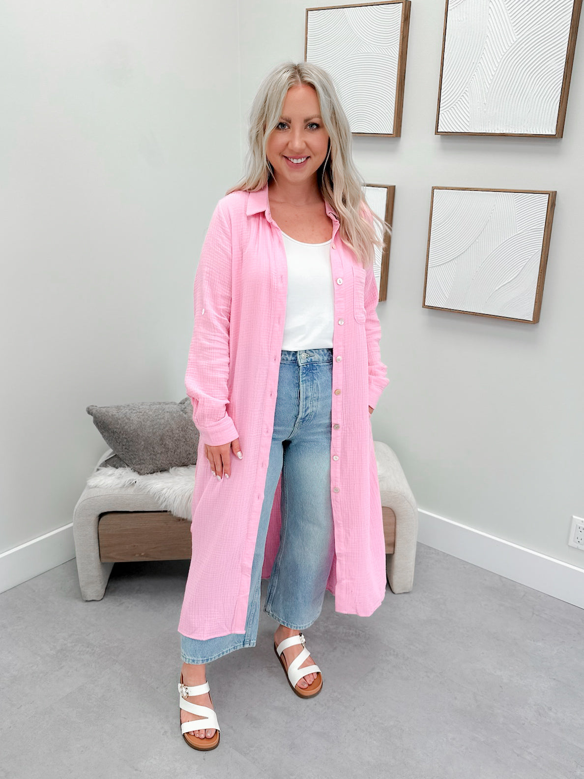 Nykita Gauze Button Maxi in Pink