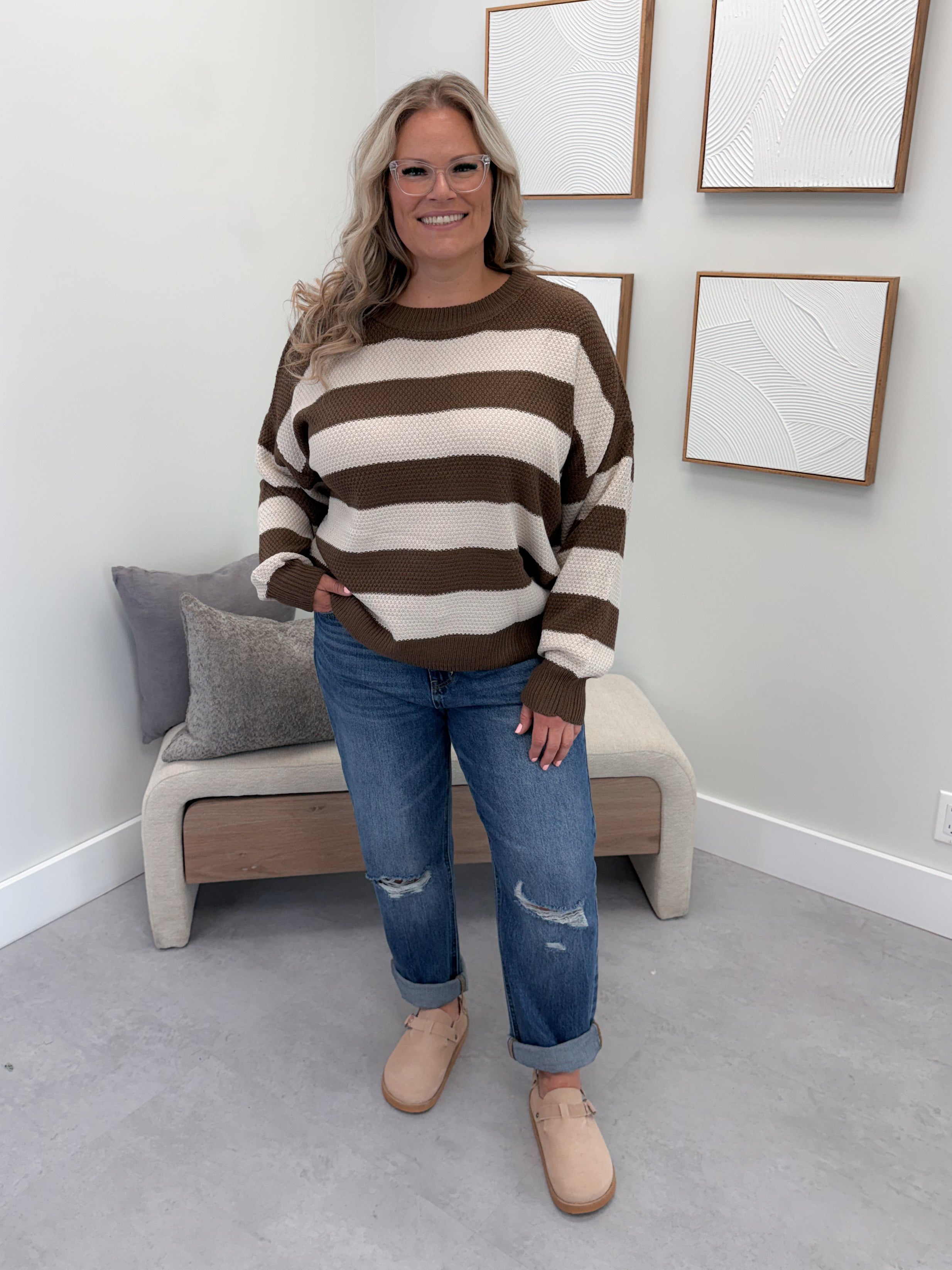 Kira Striped Sweater in Brown