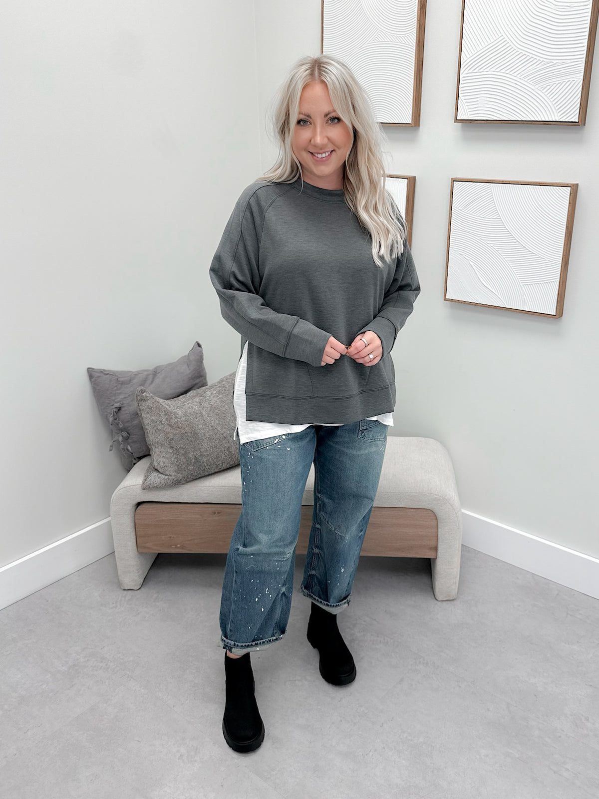 Willow Scuba Pullover in Charcoal