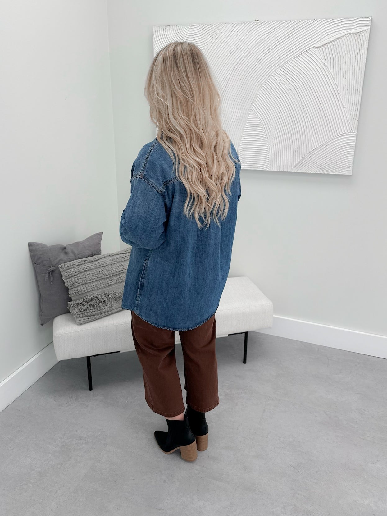 Odyssey Jean Shacket in Medium Wash by Risen