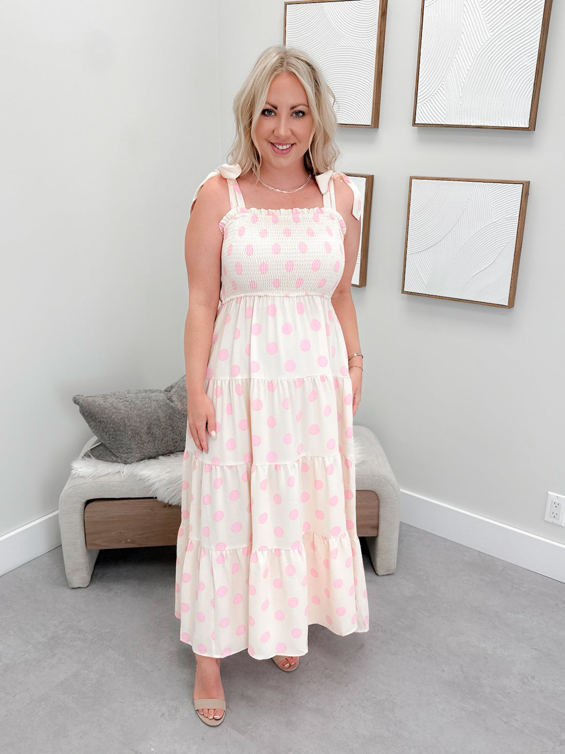 Palmer Polka Dot Dress in Pink