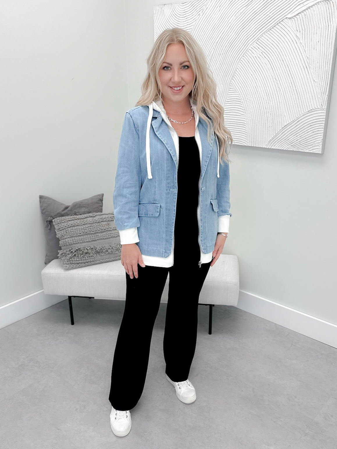 Nadia Denim Blazer Jacket - Small