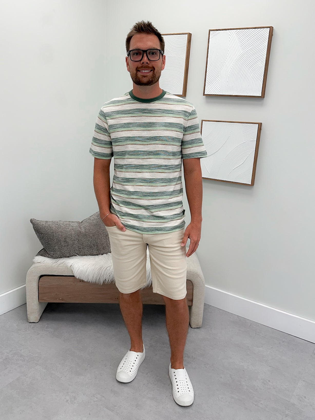 Mens Jett Tee in Green Stripe