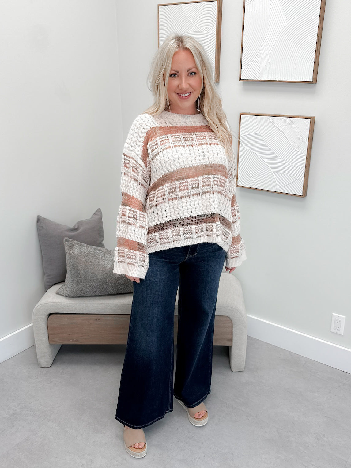 Hazel Striped Sweater in Mocha