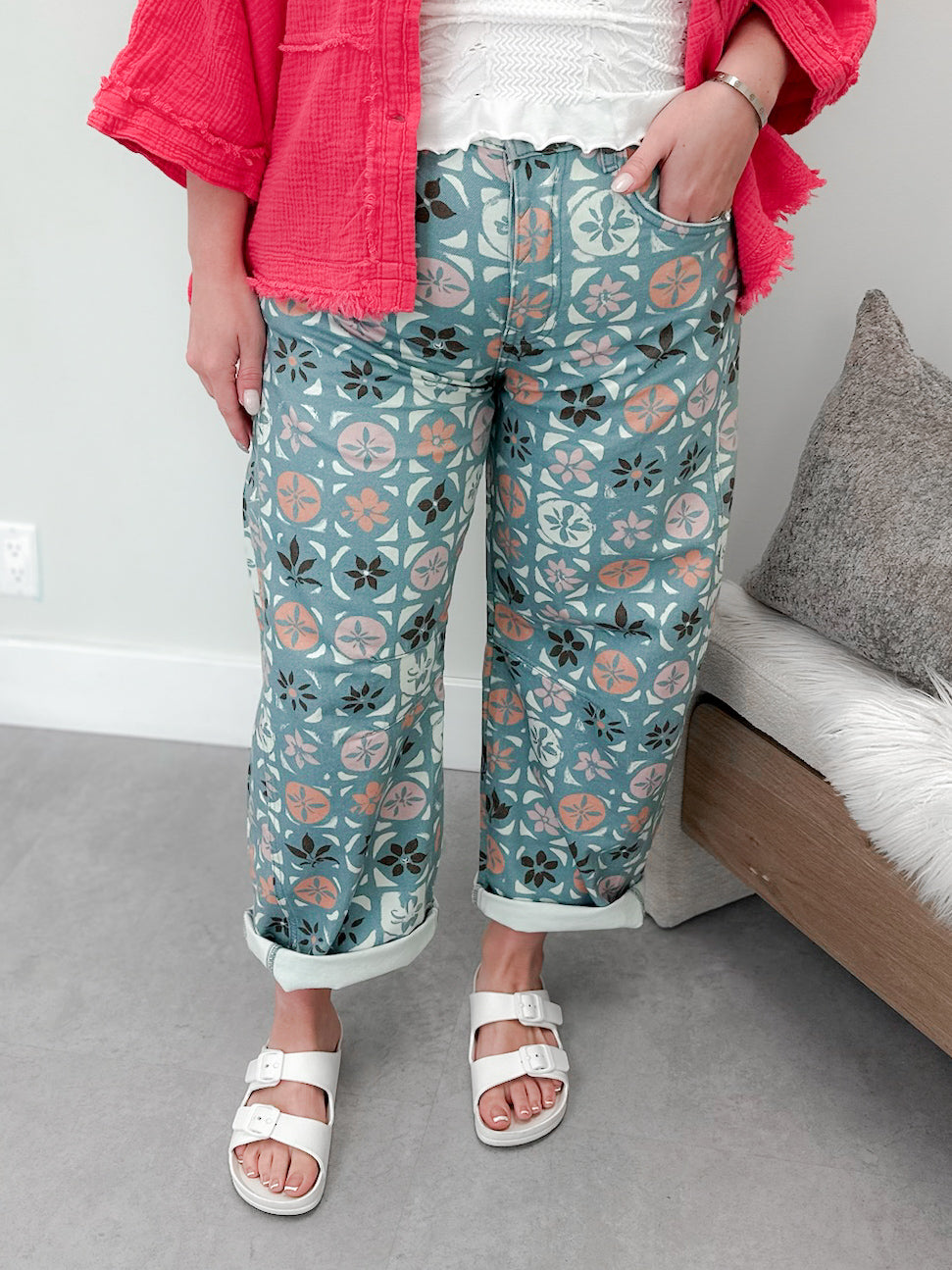 We The Free Good Luck Printed Barrel Jeans by Free People