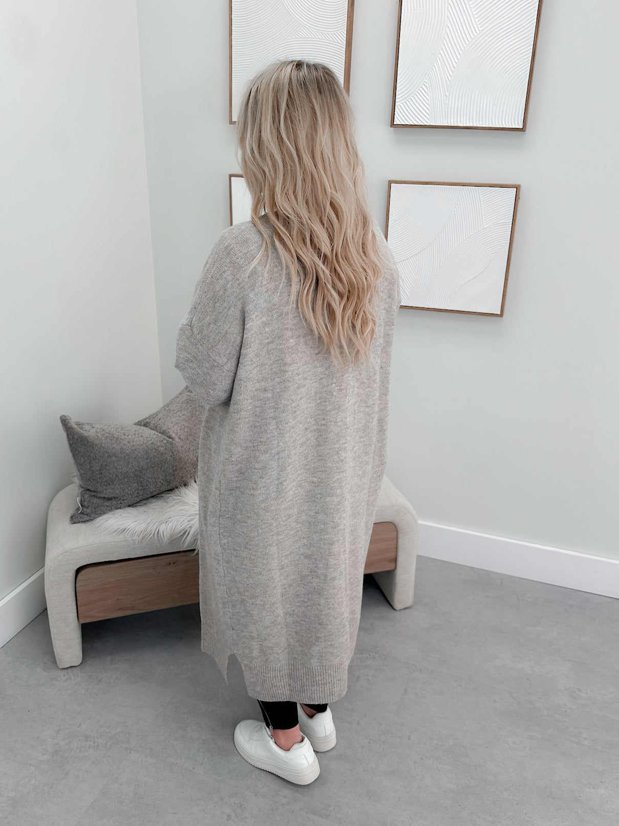 Eden Longline Cardigan in Stone