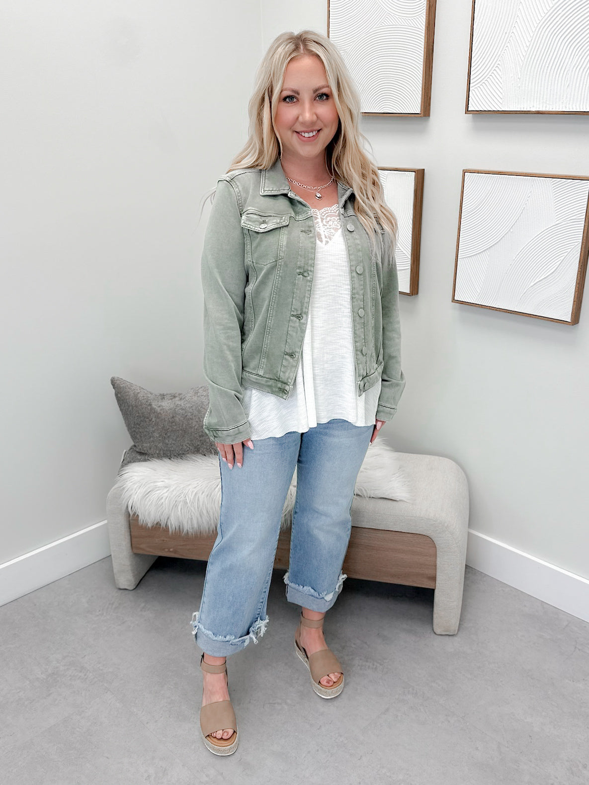 Soft Denim Jacket in Fern