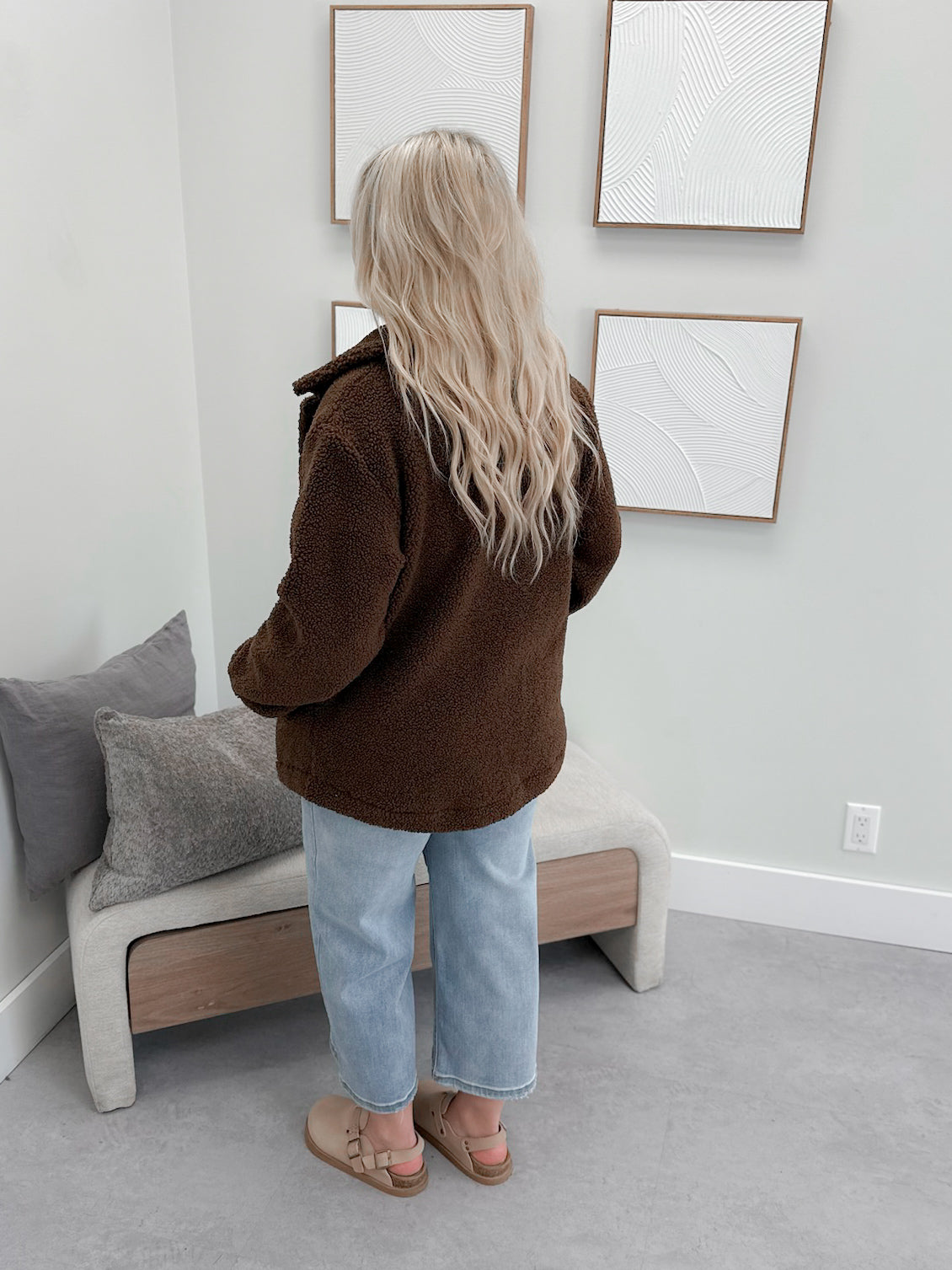 Teddy Oversized Jacket in Brown