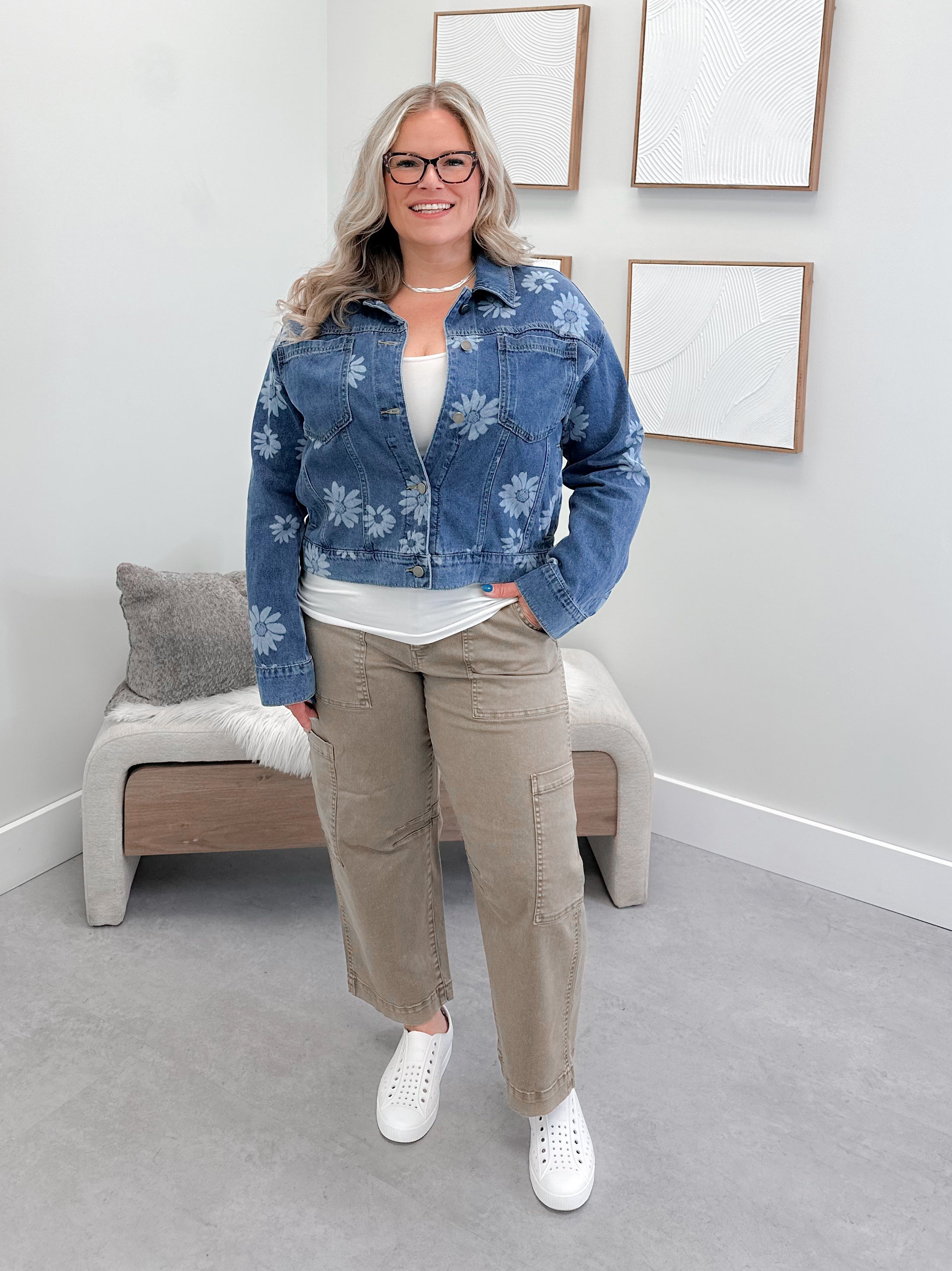 Rio Jean Jacket in Blue Daisy
