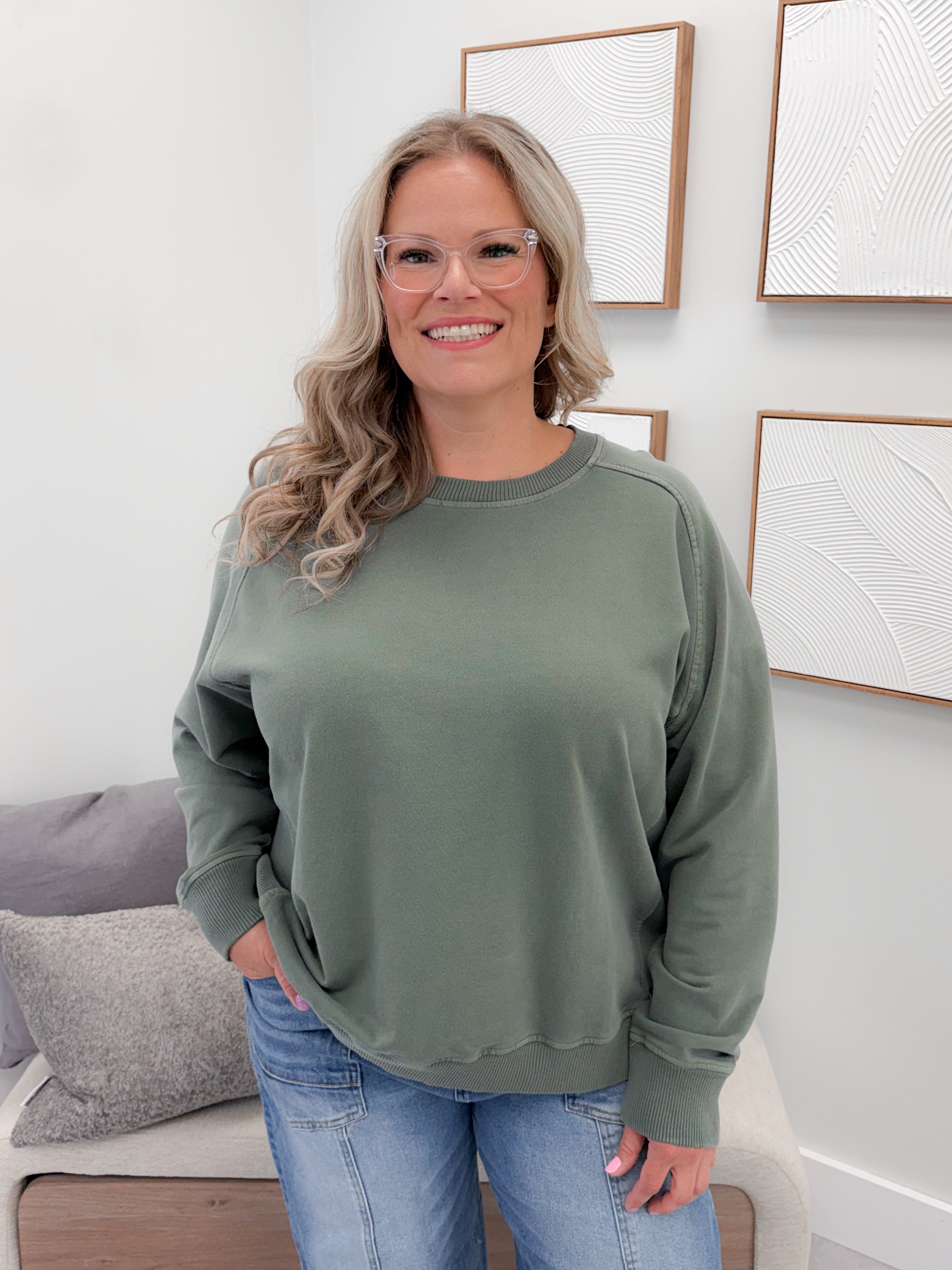 Keep It Simple Pullover in Olive