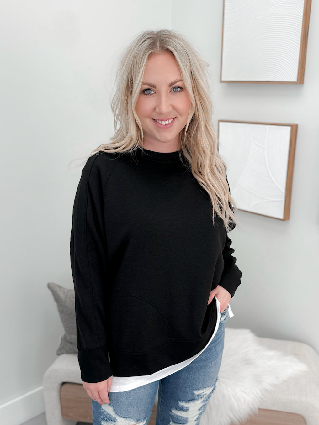 Willow Scuba Pullover in Black