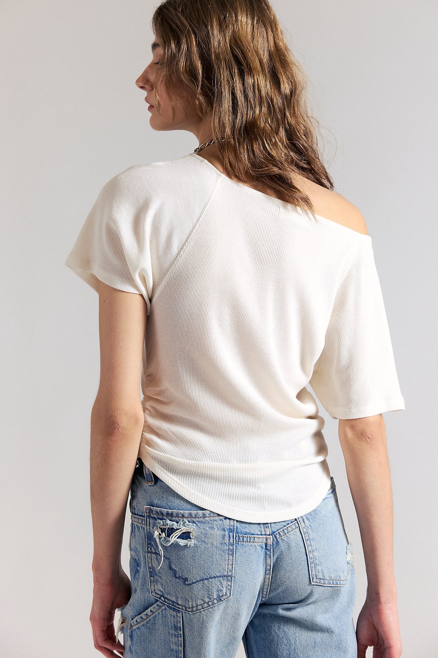 Lucy Off-The-Shoulder Tee in Sugar Swizzle by Free People