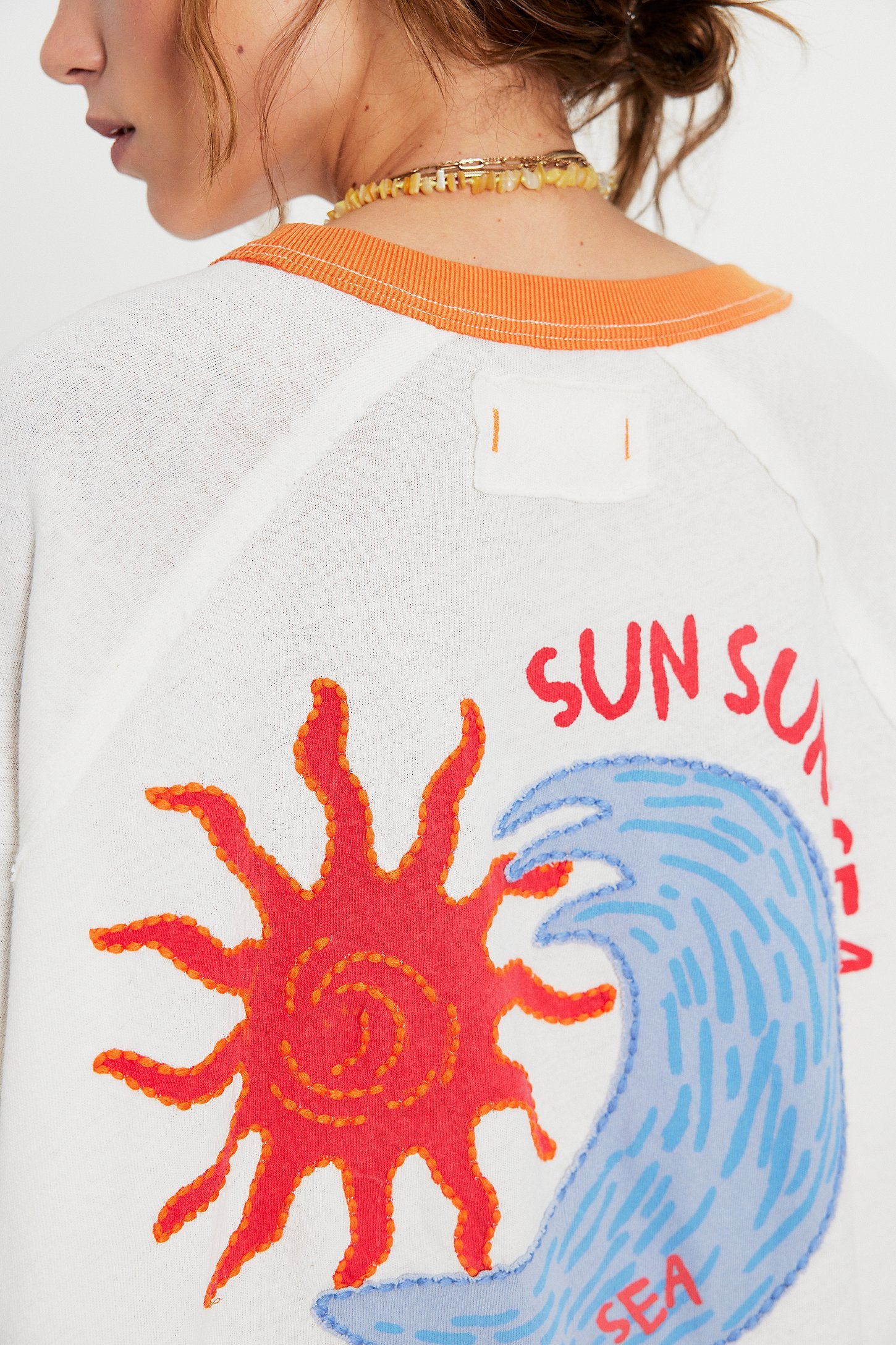Giulia Embroidered Ringer Tee by Free People