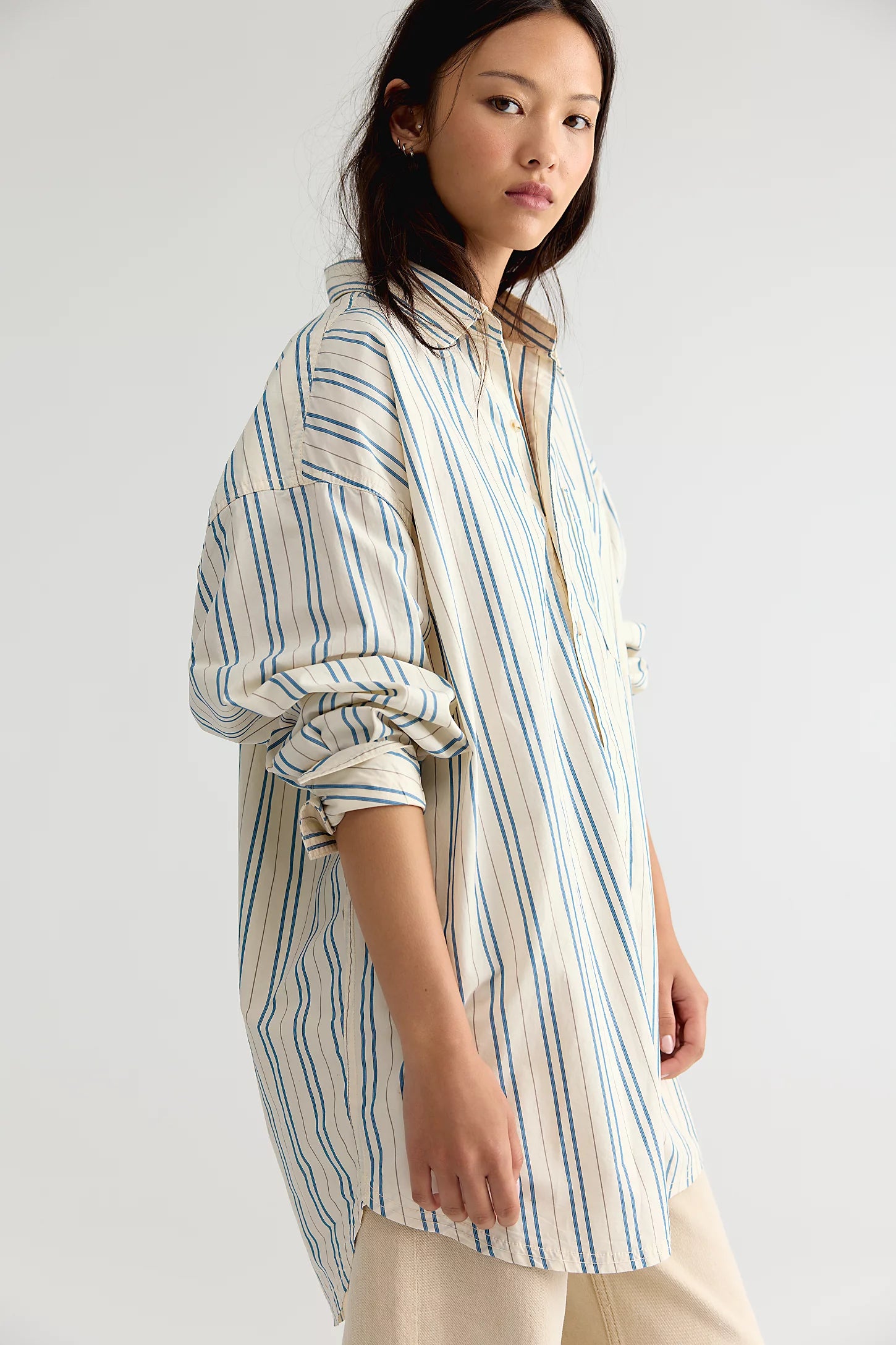 Freddie Striped Shirt in Ivory Combo by Free People