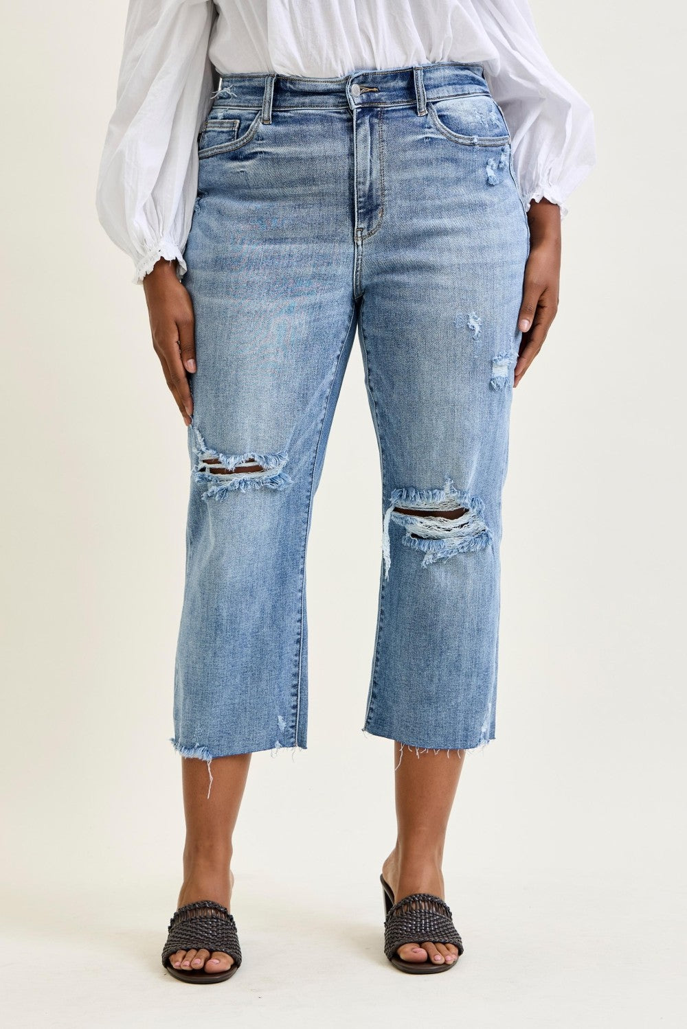 Hailey High Rise Cropped Wide Leg Jeans by Judy Blue