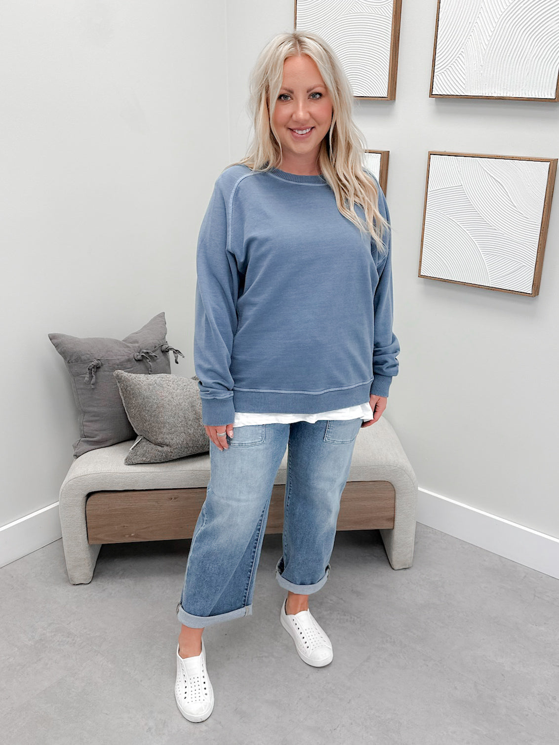 Keep It Simple Pullover in Blue
