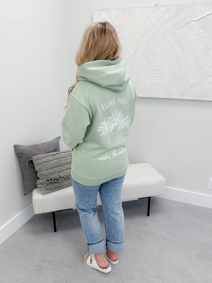 Find Me Under The Palms Hoodie in Green - L/O Small