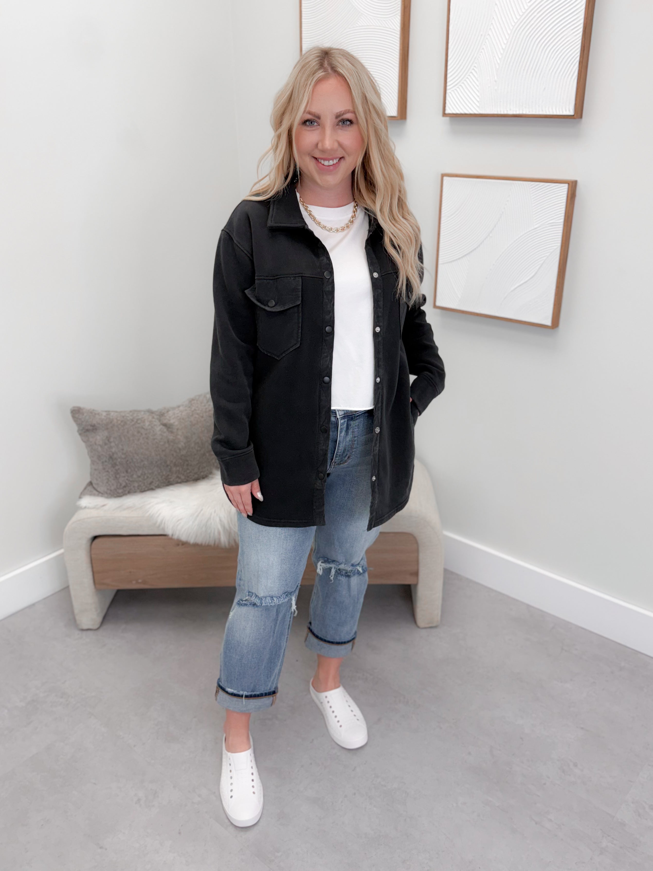 Daybreak Shacket in Black