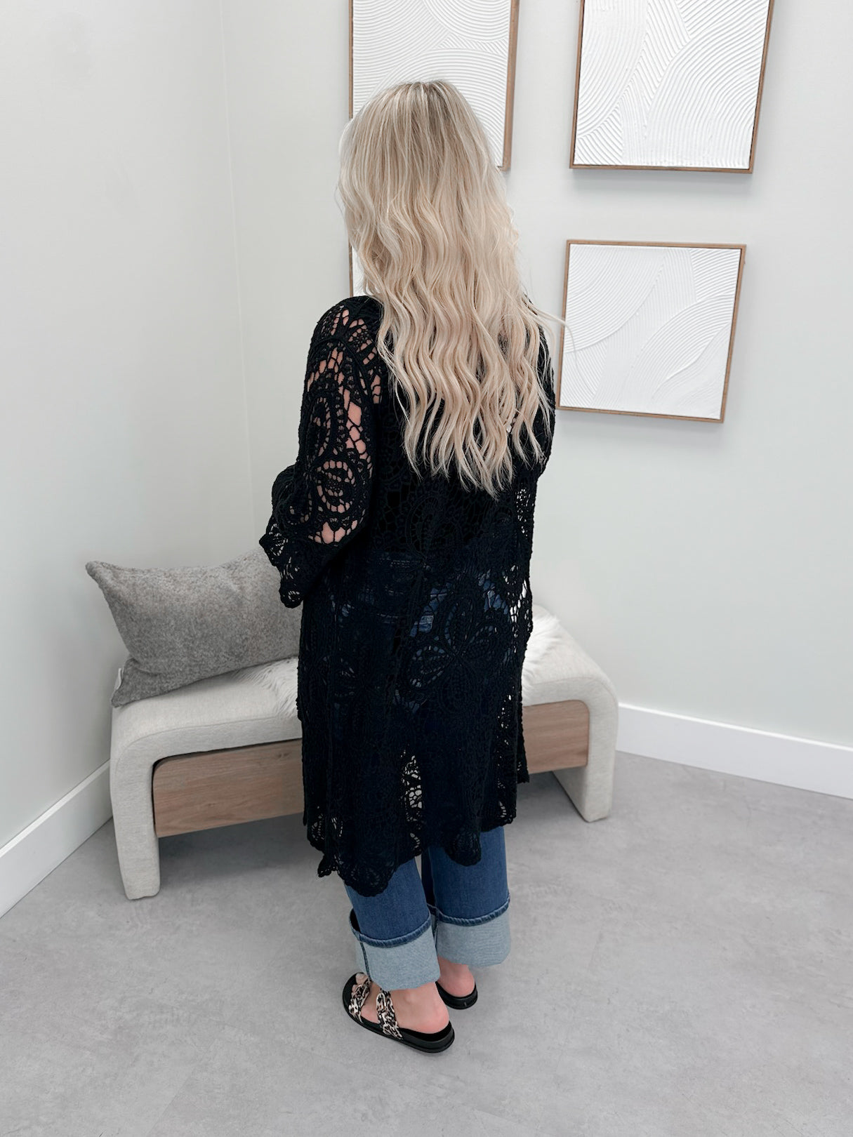 Nyx Crochet Cardigan in Black