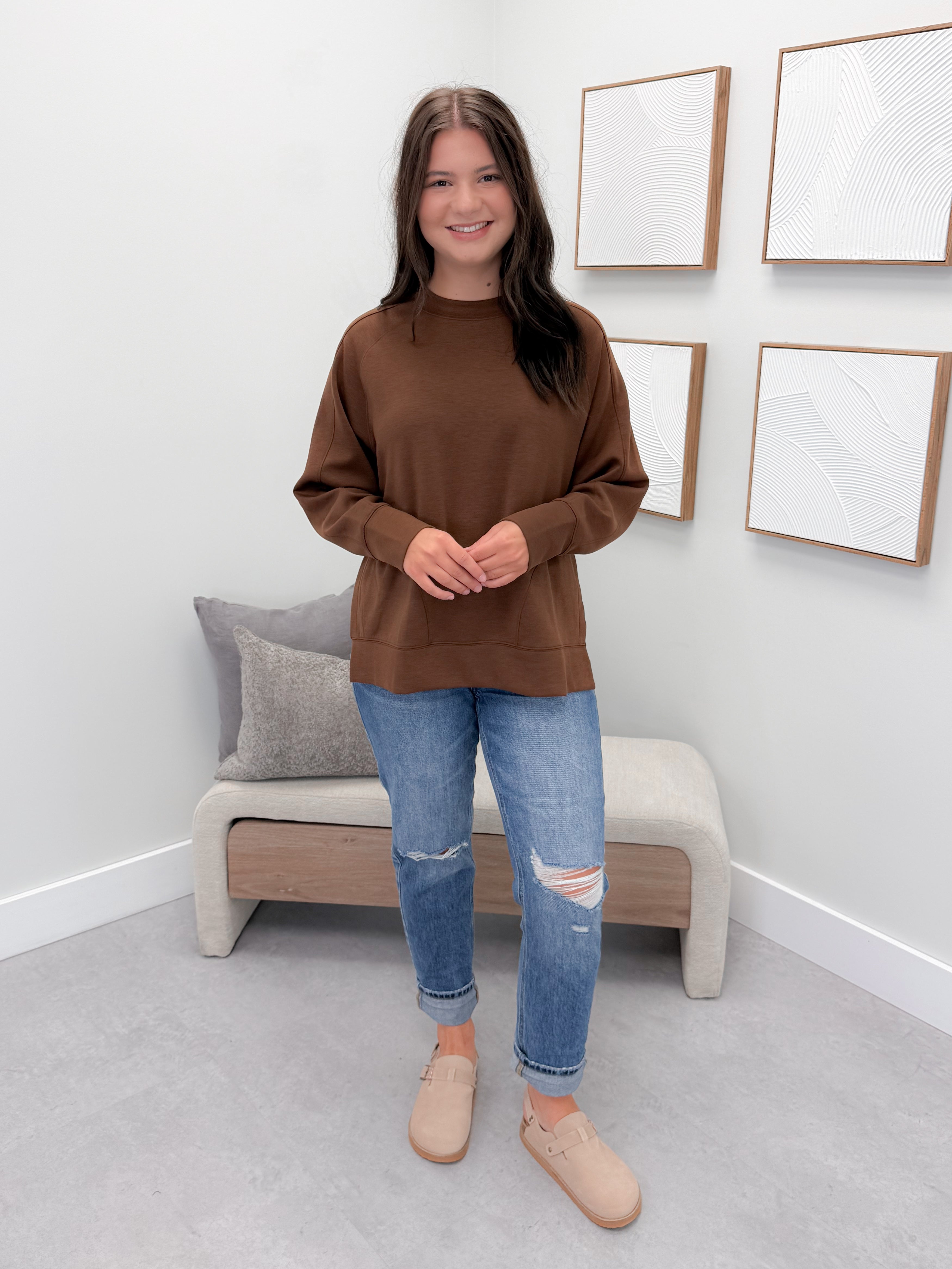 Willow Scuba Pullover in Brown