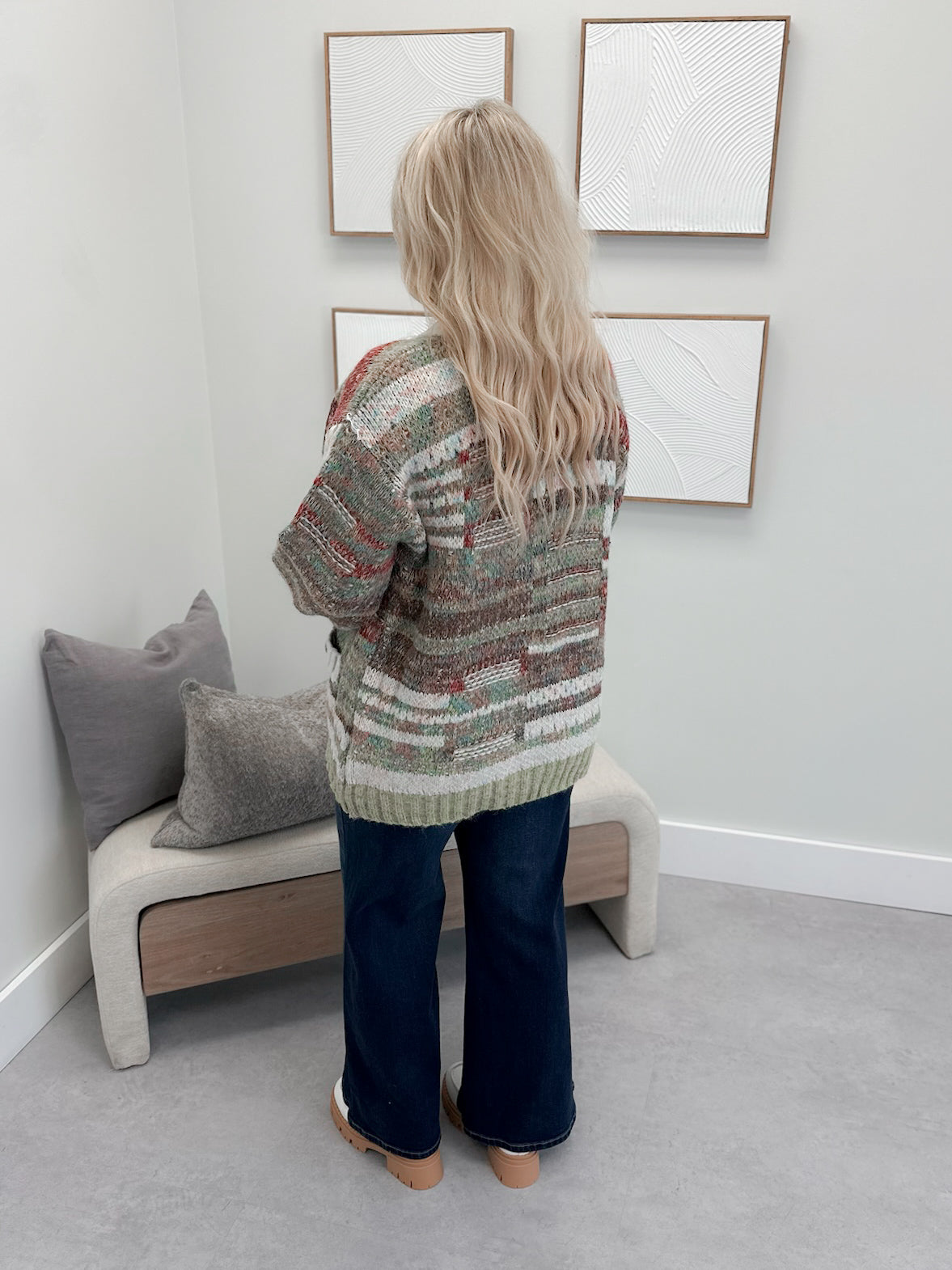 Rowan Cardigan in Olive Mix