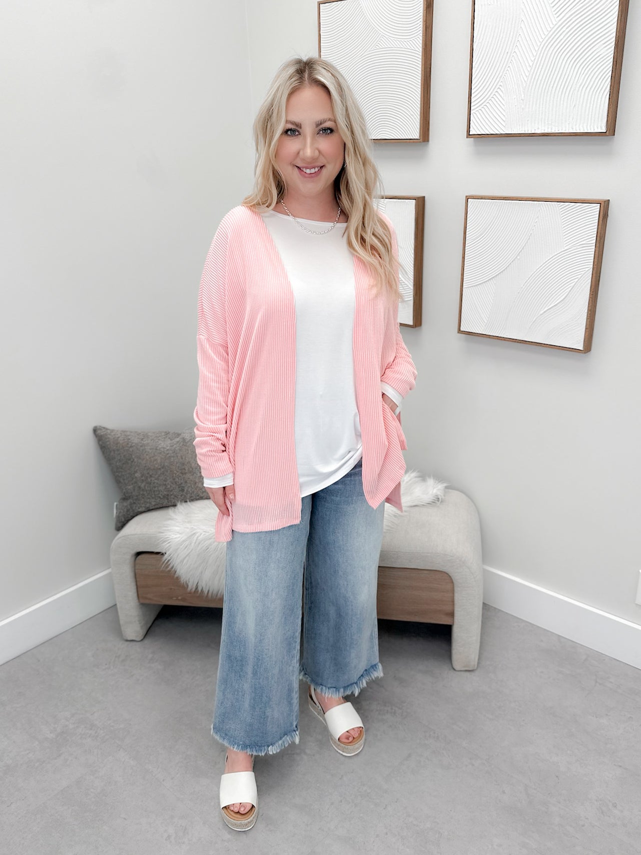 Camille Ribbed Cardi in Ballet