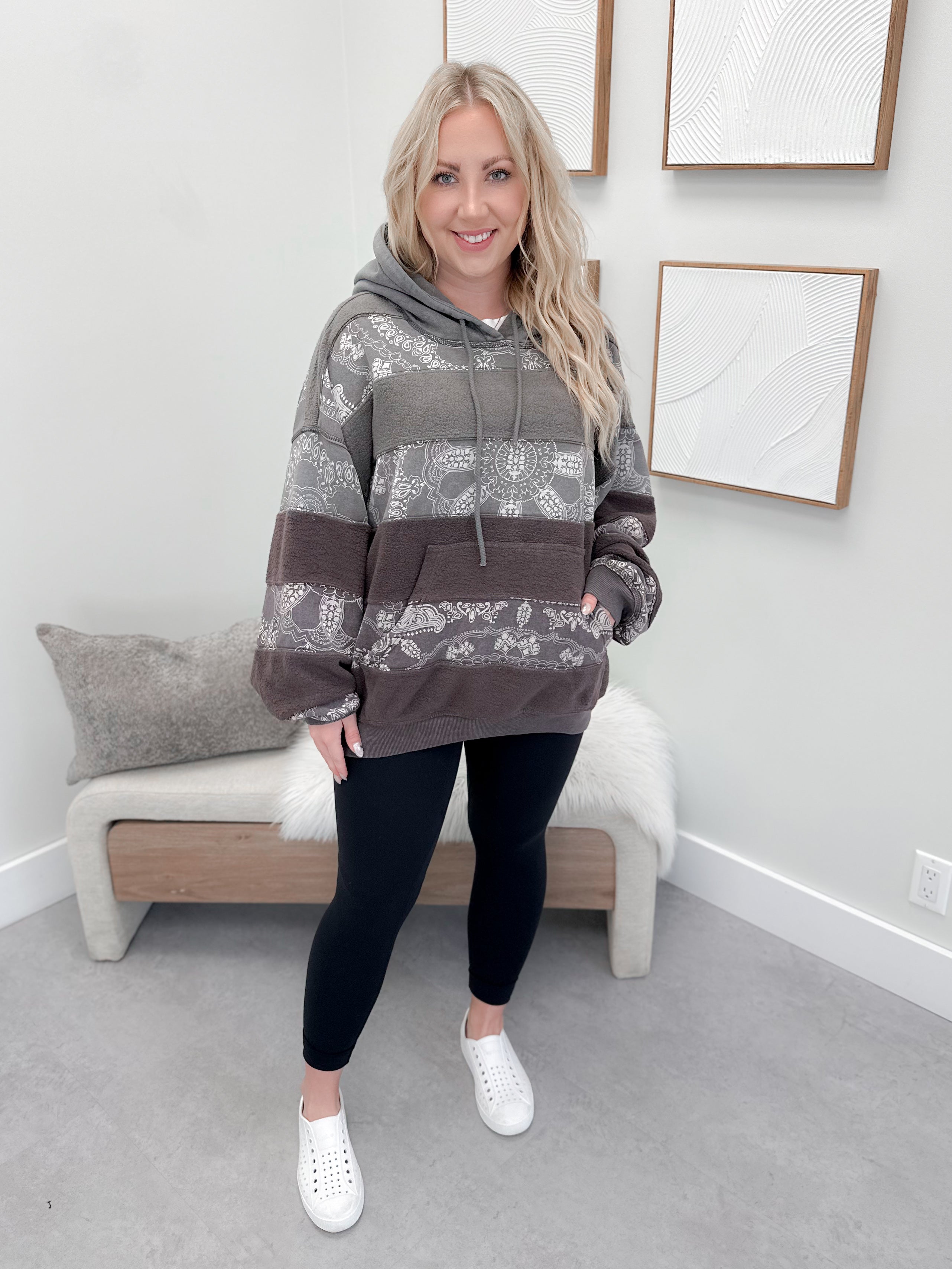 Final Call Bandana Logo Hoodie in Chocolate By Free People