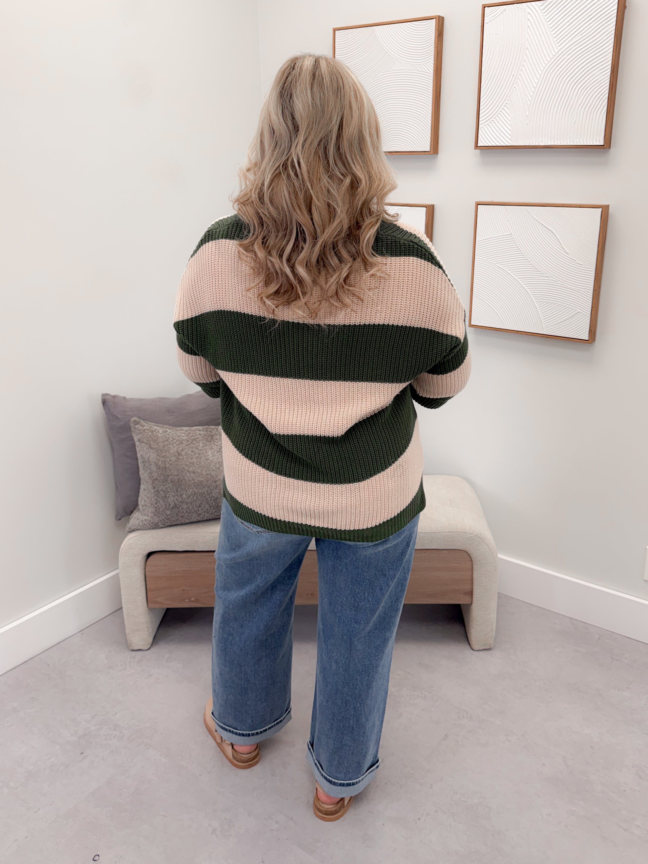 Darby Sweater in Olive Stripe