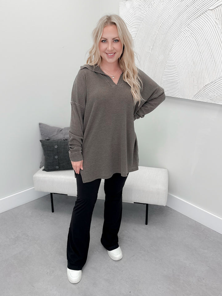 Winona Waffle Pullover in Espresso