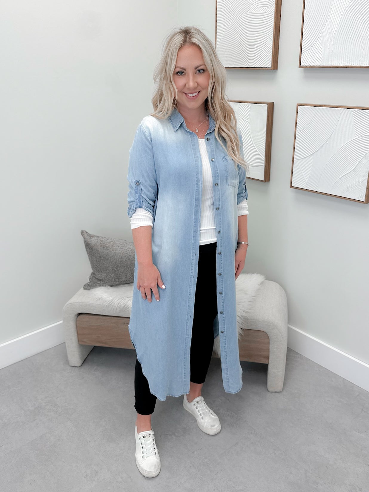 Suri Button Down Dress in Denim