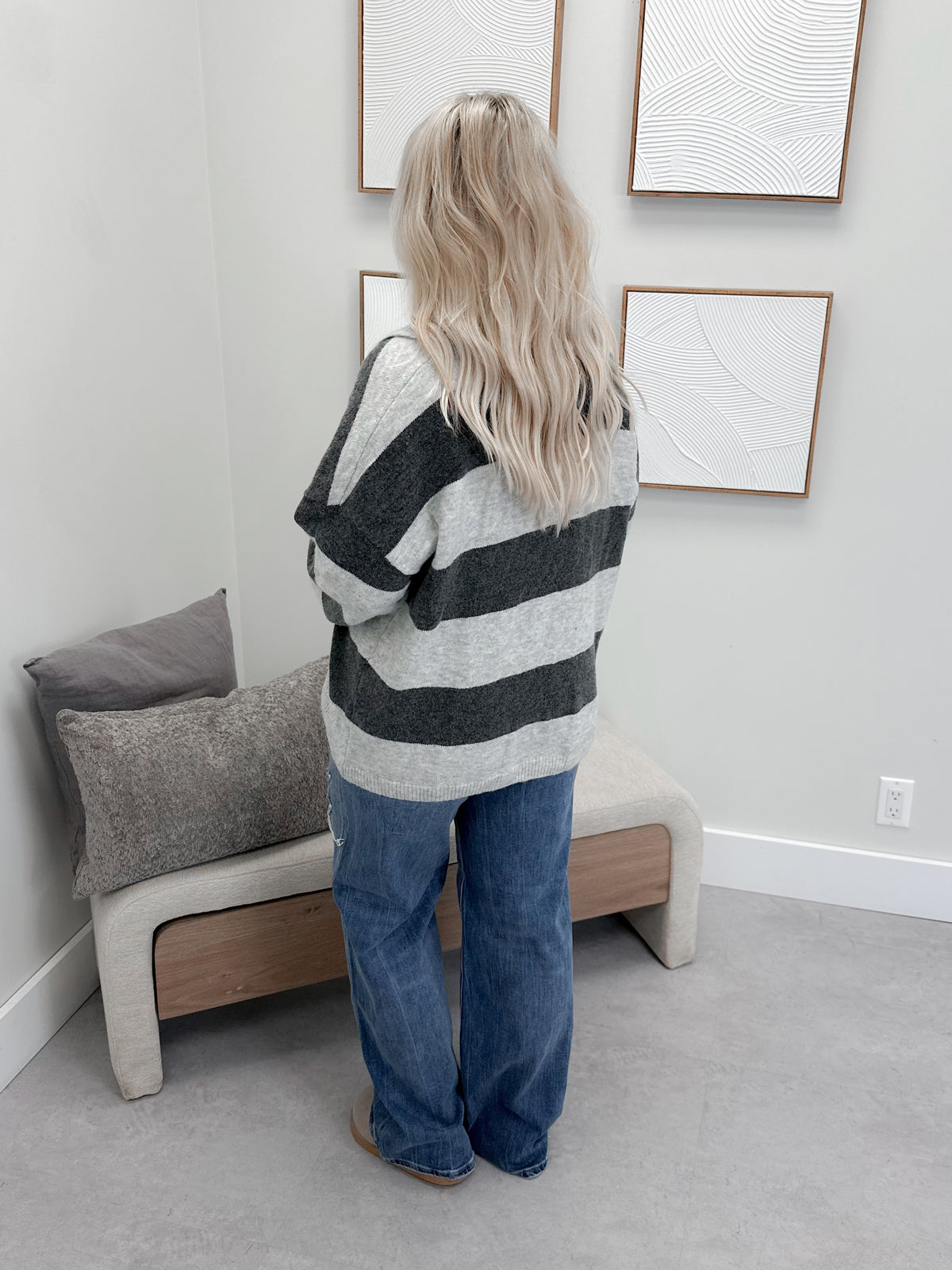 Leander Sweater in Charcoal Stripe