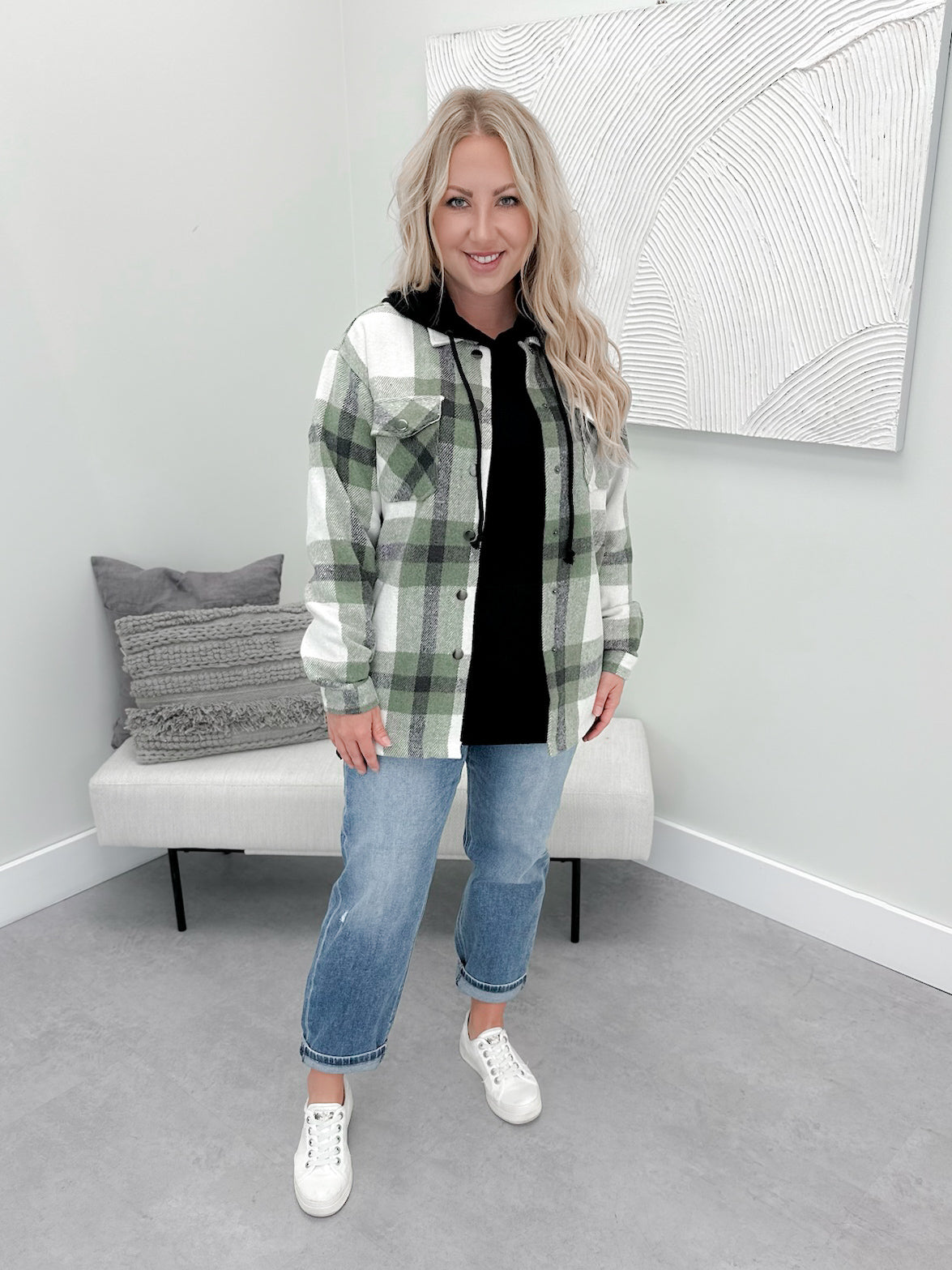 Lenox Shacket in Sage Mix