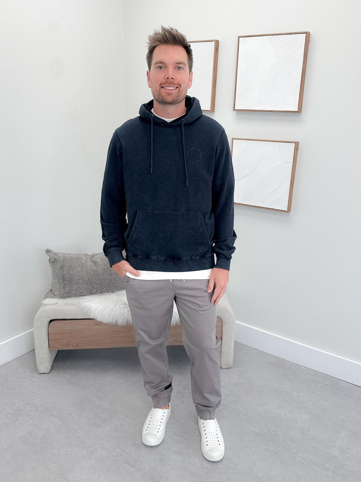Creed Mens Hoodie in Washed Navy