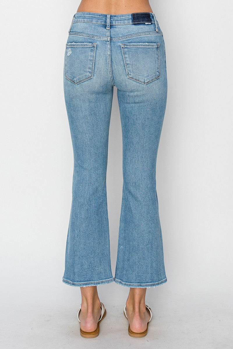 Sutton Button Fly Kick Flare Jeans by Risen