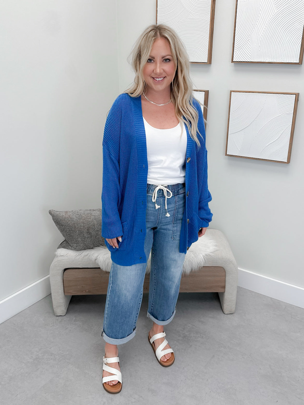 Nash Slouchy Cardigan in Blue