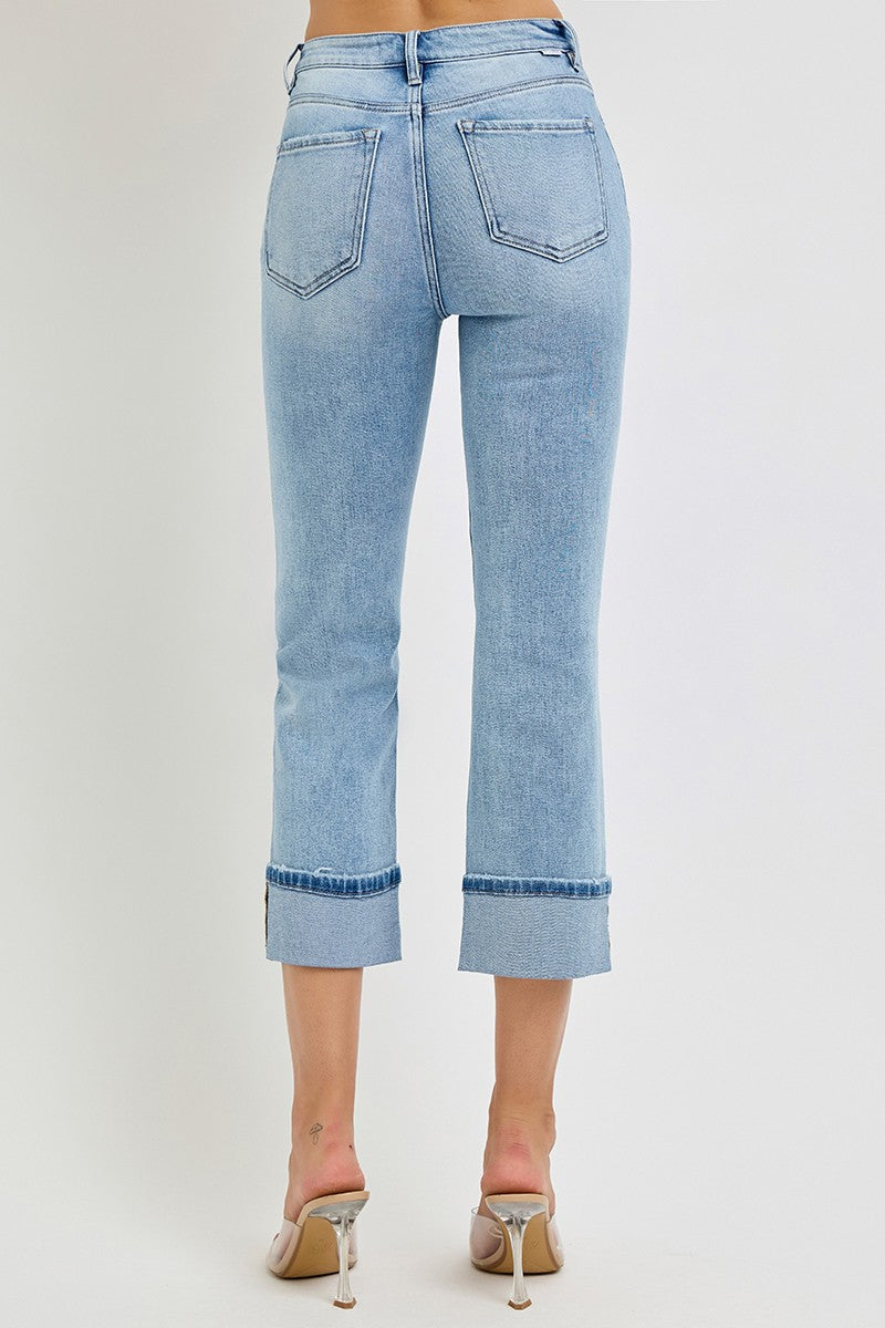 Charlie Ankle Straight Cuff Jeans in Light Wash by Risen