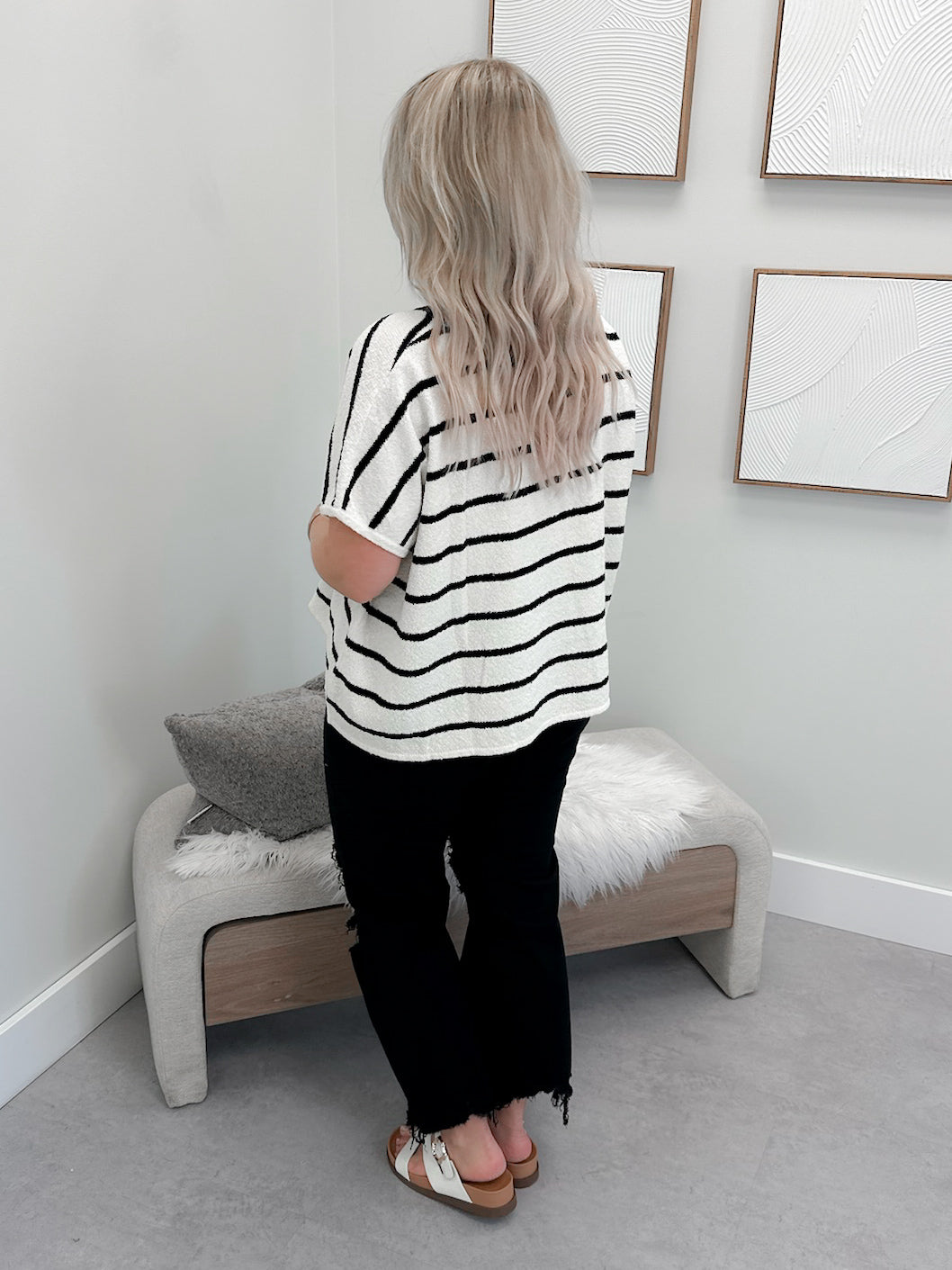 Nancy Knit Tee in Black Stripe