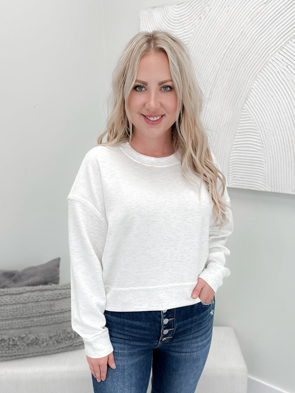Astrid Pullover in Heathered Ivory