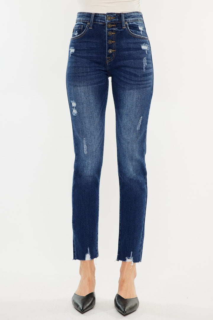 Bethany High Rise Button Fly Jeans by Kancan