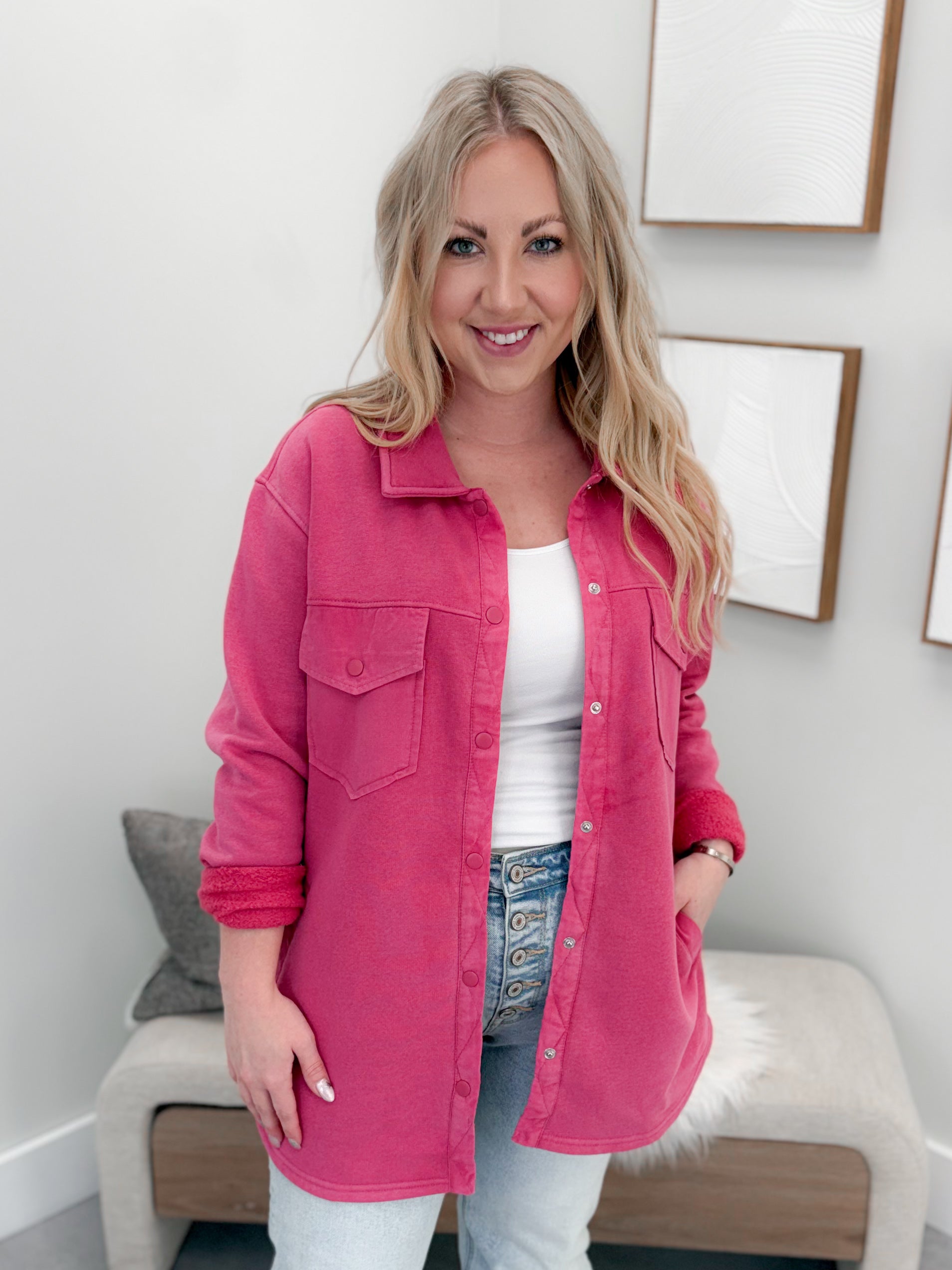 Daybreak Shacket in Raspberry