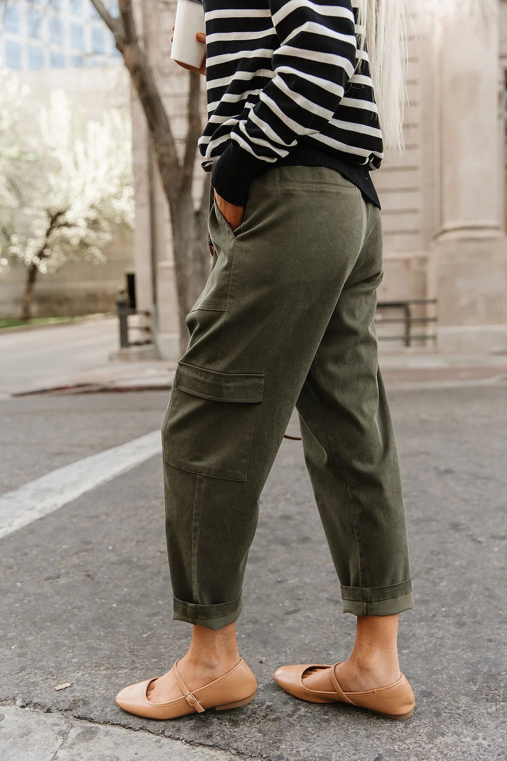 Cargo Cutie Crop Pant in Olive by Ampersand Avenue
